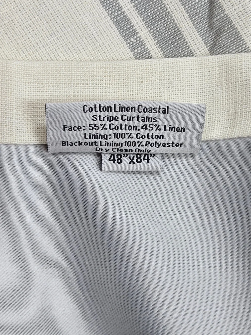 NWT QUINCE Set 2 48x84 Coastal Stripe Linen Cotton True Blackout Curtains 9201